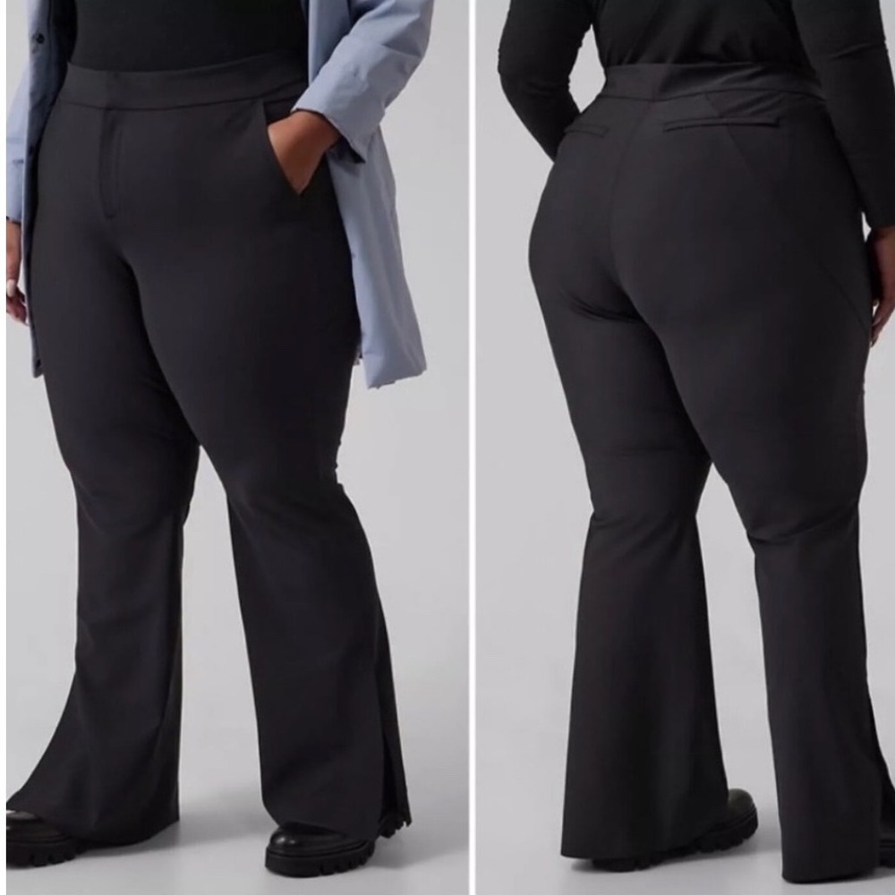 NWT Athleta Stellar Flare Trouser Black Wide Leg Pants Size 22